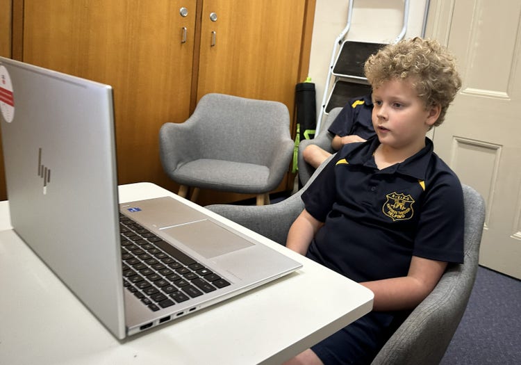 Student participating in the national spelling bee